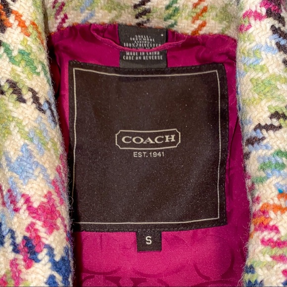 Coach Hampton Tattersall Houndstooth Wool Jacket Coat - Picture 6 of 7